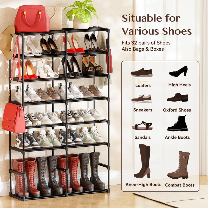 SUFAUY 8 Tier Metal Shoe Rack 40 Pairs, Large Capacity
