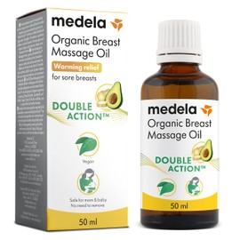 Medela Organic Breast Massage Oil for Breastfeeding Mothers | Relief of Breast Tension and Bloating | Natural Formula with Nourishing Ingredients I Warming Relief