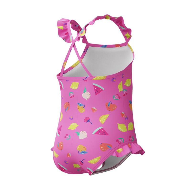 Speedo Frill Thinstrap One Piece Costume da Bagno per Bambina,