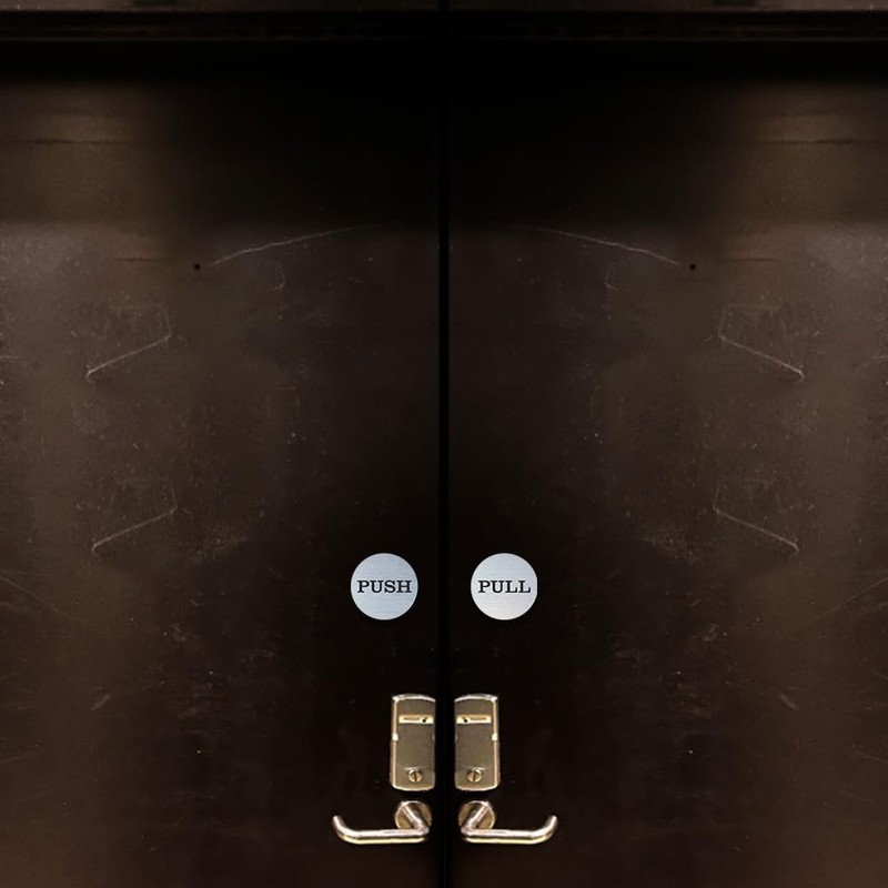 2" Round Push Pull Door Signs (Black-Gold) - 1 Set