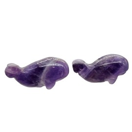 Fab Carved Animals 2 Amethyst Whale Beads for Jewelry Making
