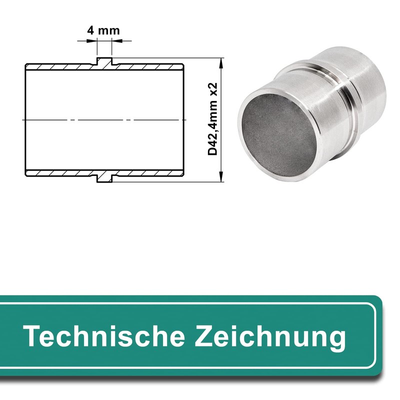 PRIOstahl Pipe Connector Connection Sleeve Connector Plug Fitting Connection Sleeve