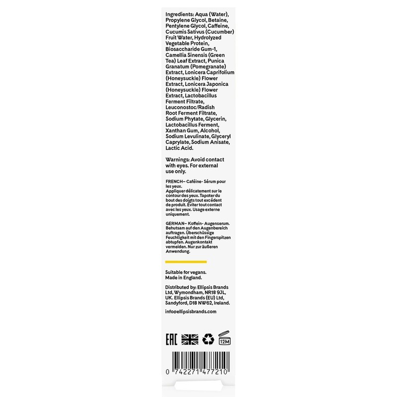 Q+A Caffeine Eye Serum (15ml), Brightening Eye Serum, 99.9% Natural