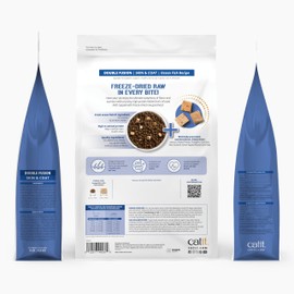 Catit Recipes Double Fusion Skin & Coat Cat Food – Ocean Fish Recipe, High-Protein, Freeze-Dried Raw Toppings, Omega-Rich for Healthy Skin & Fur, No by-Products, Minimally Processed, 4 lb