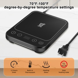 Sourdough Starter Warmer，Sourdough Heating Mat，Precise 1°F Thermostat Control (70-100°F),Auto Warming On/Off, 12-Hour Timer，Perfect for Home Baking (US 110v Plug) (Gray)