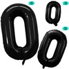 GOER 2 Pcs 42 Inch Black Foil Balloons Number 0