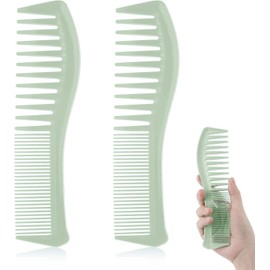 2PCS Hair Combs, Wide Tooth Combs Plastic Hairstyle Combs Large Tooth&Fine Tooth Comb Barber Comb for Men Women Combing Hairstyling Trimming Cutting Barber (Green, One size)