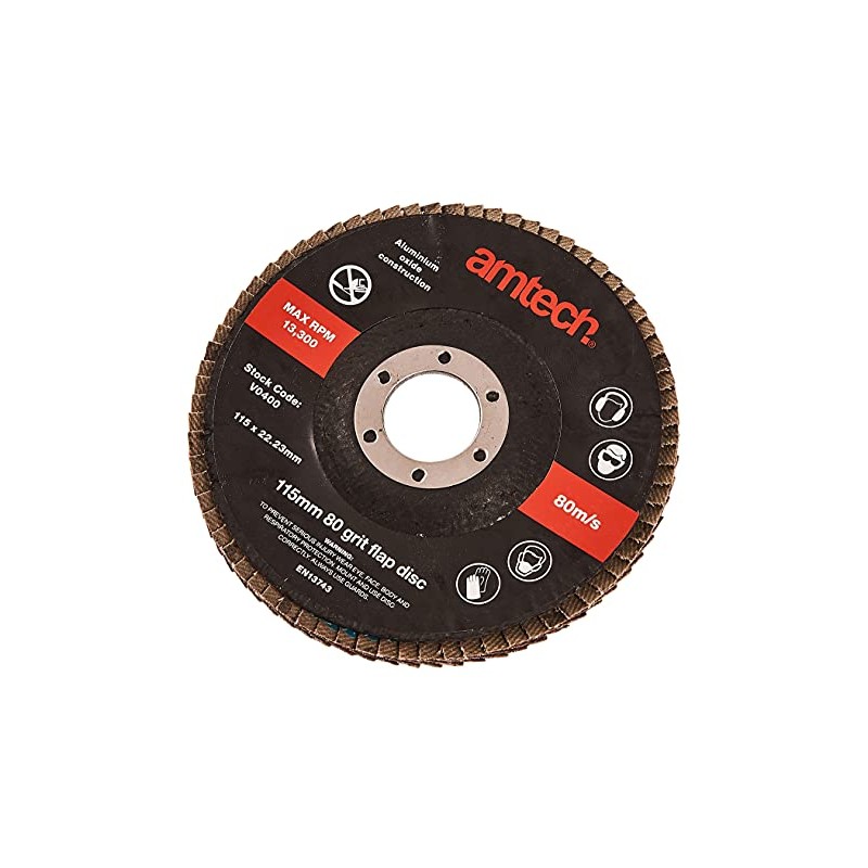Amtech V0400 115mm 80 grit flap disc