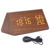 LED Digital Alarm Clock Multipurpose Wooden Clock with Voice Control