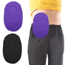 NHQZ NHQ Ostomy Bag Cover, Stoma Shower Cover, Pack of 2 Ostomy Bag Cover, Washable, Removable, Protective Ostomy Bag Insert for Colostomy Bags, Ostomy Accessories, black