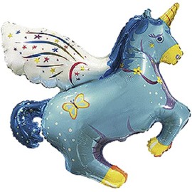 Giant Super Shape Foil Balloons XL Large Children's Birthday Party (Magic Unicorn Blue)