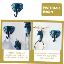ABOOFAN 2pcs Elephant Head Hook Jewelry Key Scarf Bag Adhesive Wall Hooks Elephant Hooks Home Décor Animal Hooks Wall Storage Hangers Jewelry Hanger Coat Deer Cat Resin Key Holder Clothing