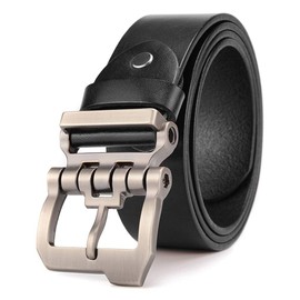 Yahaobelt Mens Leather Belts for Men Jeans Dress Genuine Leather Tan Belts for Men Size 105cm-165cm Width 1.5" Black (130cm for Waist 43"-45",Black)