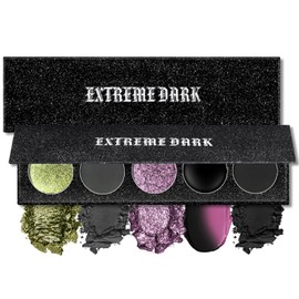 HOSAILY Paleta De Sombras De Ojos Negra, 5 Colores Negro Intenso, Camaleón, Verde, Morado, Rubor Que Cambia De Color. Paleta De Maquillaje Multiusos