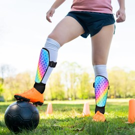 Soccer Shin Guards Kids Girls Youth, Shin Pads Protection Girls Shin Guards Soccer for Kids 2-7 Years Old for Football Games, EVA Cushion Protection Reduce Shocks and Injuries (Mermaid, Medium)