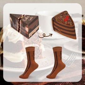 AGRIMONY Funny Doughnut Ice Socks Box - Funny Colourful Cool Gifts for Women Ladies Teenager Girls Mum - Funny Mother's Day Gift Easter Christmas Gift Ideas - Socks with Motif, ChocolateCake