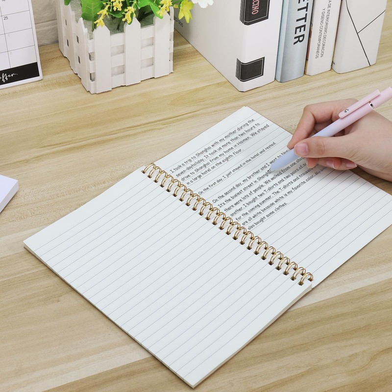 JIANTA 4 Packs Spiral Lined Notepad A5, 100 Pages/ 50