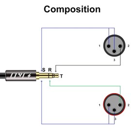 J&D 3.5mm 1/8 inch to Dual XLR Y Splitter Cable, Unbalanced 2 XLR Male to 3.5mm TRS Male Interconnect Stereo Audio Patch Cable Adapter for DSLR Camera Smartphone Laptop Microphone, 6 Feet