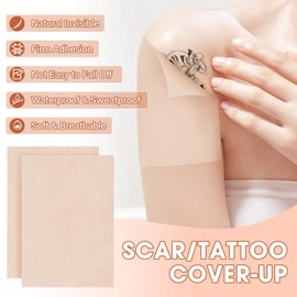 BUCICE 10Pcs Waterproof Tattoo Cover Patch - Ultra-Thin Second Skin Concealer for Scars & Tattoos, Long-Lasting Invisible Coverage, Hypoallergenic for All Skin Types (White)