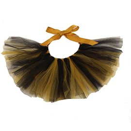 Pawpatu Handcrafted Football Team Spirit Mesh Black and Gold Tutu Skirt for Dogs