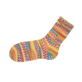 Gründl Hot Socks "Lazise", 4-ply, 100 g, pumpkin, aqua blue, daffodil, red, white mottled