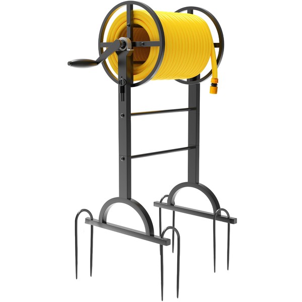 Upgraded Garden Hose Reel with Handle – Heavy Duty Metal