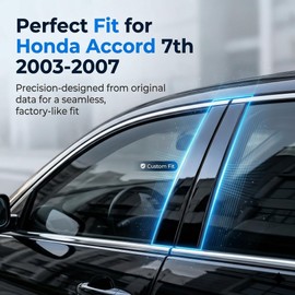 iwannachange A Set Door Window B Pillar Post Cover Trim Molding Kit fit for Honda Accord 7th 2003 2004 2005 2006 2007 Accessories with Gloss Black Self-Adhesive