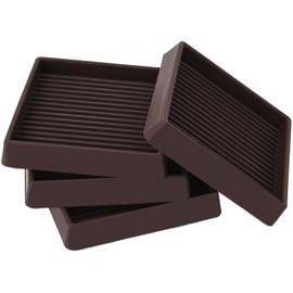 3x3 Square Rubber Furniture Caster Cups, Anti-Sliding Furniture Pads Bed Stopper Floor Protectors with Grip - Protect Any Flooring