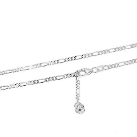 Nklaus 925 Sterling Silver Cubic Zirconia Solitaire Figaro 25 cm Ball Anklet 1858