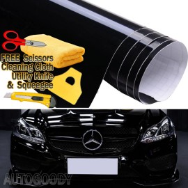 AUTOGOODY 480" x 60" Gloss Black Vinyl Film Wrap Sticker Decal Air Bubble Free 40ft x 5ft