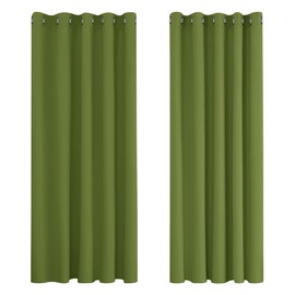 Deconovo Deconovo Super Soft Solid Thermal Insulated Eyelet Living room Blackout Curtains for Girls, 66" Width x72 Drop, 1 Pair, Green