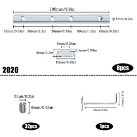 Track Connector Aluminium Profile Screws Profile Connector for T-Nut Series 20 x 20 Super Light Aluminium Profiles, Galvanised Carbon Steel Profile Straight Connector – Pack of 8