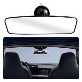 Ziciner Car Rear View Mirror with Suction Cup, 9.4'' Anti-Glare Wide Angle Auto Inside Rearview Mirror, 360 Degree Adjustable Reduce Blind Spots, Universal for Vehicle, Truck, SUV, Van (White)