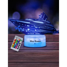 Nice Dream Yacht Night Light for Kids, 3D Illusion Lamp, 16 Colors Changing with Remote Control, Room Decor, Gifts for Children Boys Girls