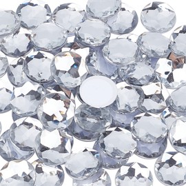 FINGERINSPIRE 60Pcs 20mm Self-Adhesive Acrylic Clear Rhinestones with Container Flat Back Round Crystal Circle Gems Sparkling Plastic Stickers for Costume Making Cosplay Jewels Crafts