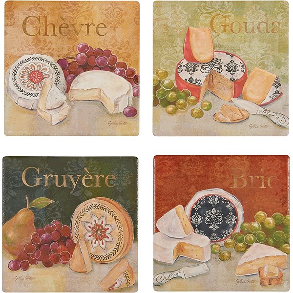 Boston Warehouse Cheese Classics Coasters, Set of 4