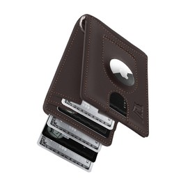 Kings Loot Trackable Airtag Wallet for Men | RFID Blocking Leather Design with Airtag Holder, Money Clip & Pull Tab | Minimalist Air Tag Wallets