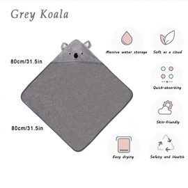 Asnewkit Hooded Baby Towel, Baby Bath Towels with Hood,Unique Animal Design Baby Towel with Hood Soft Absorbent Baby Bath Towels, for Newborn Baby Boy and Girl (Grey Koala)