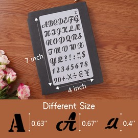 AIRIQI Letter Stencils for Painting, 12 Pack 4 x 7 Inch, Reusable Plastic Alphabet Stencils Small Letter Stencils Journal Stencils for Bullet Journaling, Scrapbook Decor and DIY Craft Projects