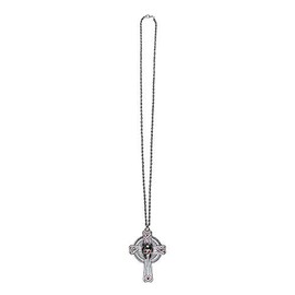 Boland 10117177 BOL72169 Skull Necklace with Metal Cross Pendant, Grey, One Size