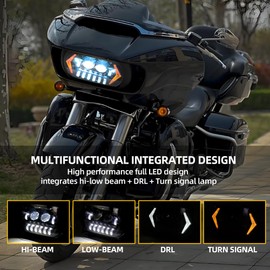 OFFROAD GAMERS Road Glide LED Headlight, Front Head light Headlamp with High/Low Beam DRL Turn Signal Light Compatible with Har-ley Davidson Road Glide 2015-2024 Headlight Replacement Accessories