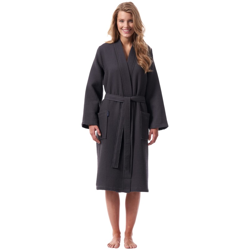 Morgenstern Bathrobe Women Luxury Soft Waffle Light Grey Size M