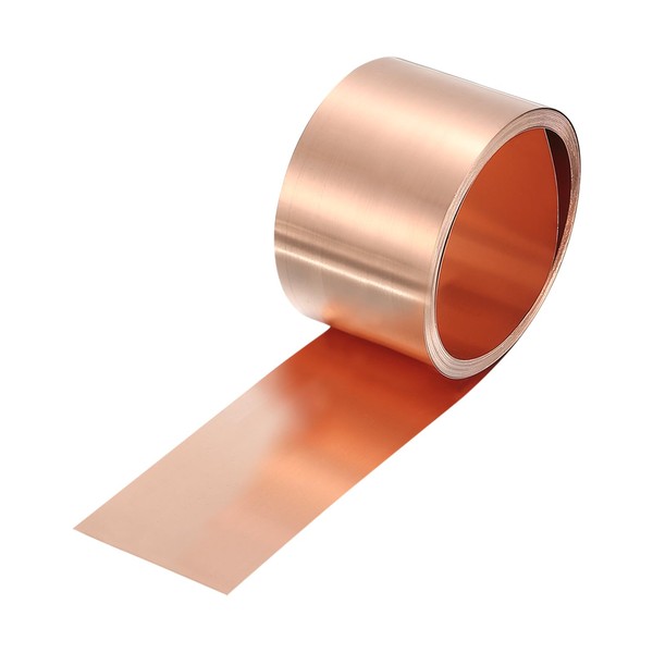 sourcing map Copper Sheet Roll 2500mm x 25mm x 0.1mm,