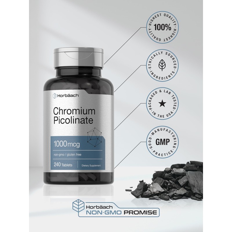 Horbaach Chromium Picolinate 1000mcg | 240 Tablets | Vegetarian Formula