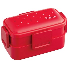 Skater PFLW4AG-A Ag+ Silver Ion, Antibacterial, Fluffy, Dome-Shaped Lid, 2-Tier Lunch Box, 20.3 fl oz (600 ml), Casmine, Red