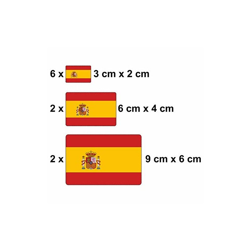 Generisch Set of 10 Flag Stickers Spain Car Sticker