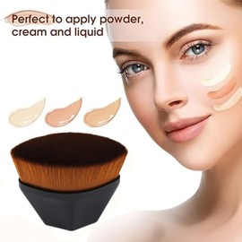 Foundation Makeup Brush for Blending Liquid Cream Flawless Powder Face Blush with Protective Black Pink Red and Blue (2 Pack)