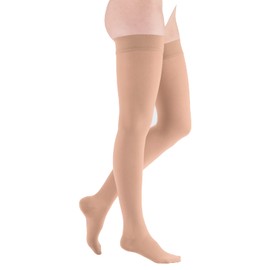 medi Duomed basic Oberschenkellange Kompressionsstrümpfe mit Spitze Unisex | Lange Kompressionssocken CCL2 mit Noppenhaftband für Damen und Herren | Caramel | Größe VI