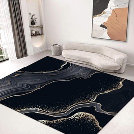 Abstract Area Rug Carpet Mat 5'x6'for Bedroom Living Room Kids Room Home Decor Indoor Rugs Mat Non Slip Black Gold Marble Geometric Stripes