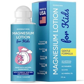 DOODLE HOG Magnesium Lotion for Kids, With Calendula, Aloe Vera and Chamomile, Magnesium Lotion for Sleep, Made in USA Kids, Roll-On Application, 3 fl